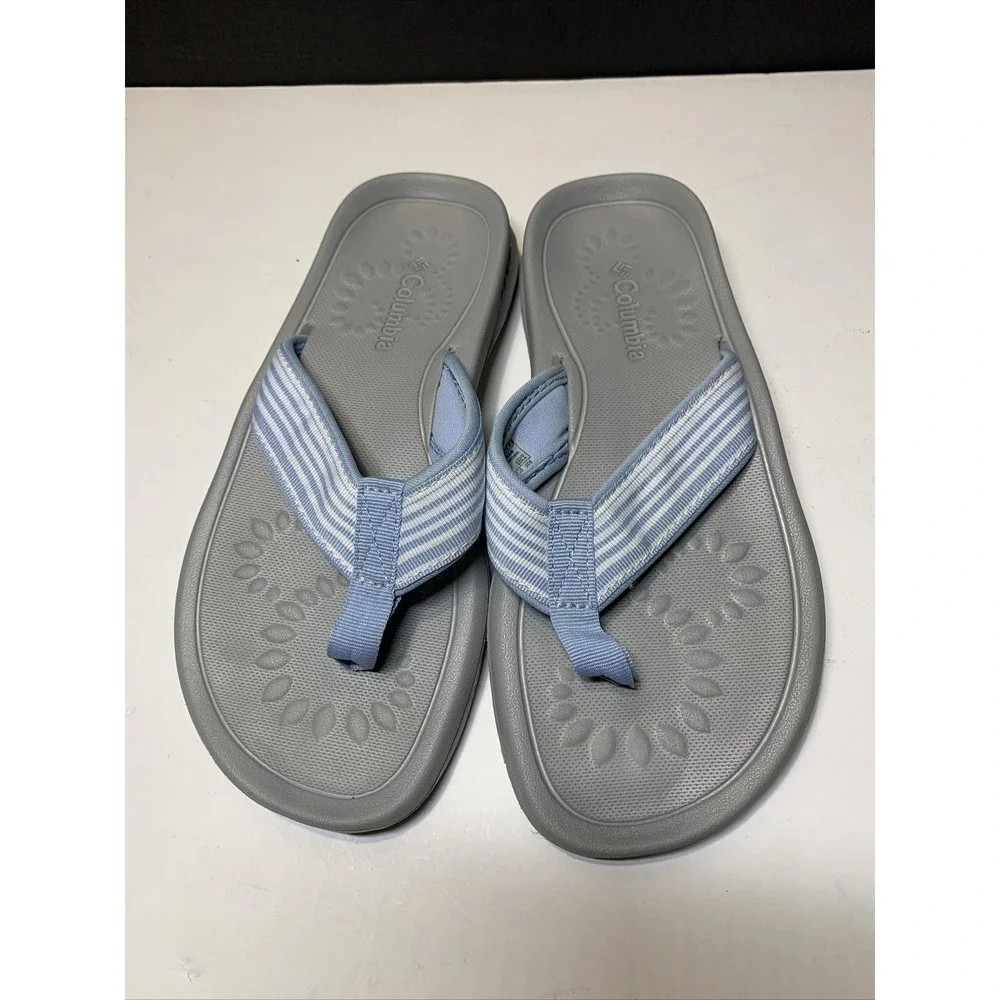 Columbia Womens Techlite Siesta Stripe Sandal Thong Flip Flop Sz 5 Beachy Casual
